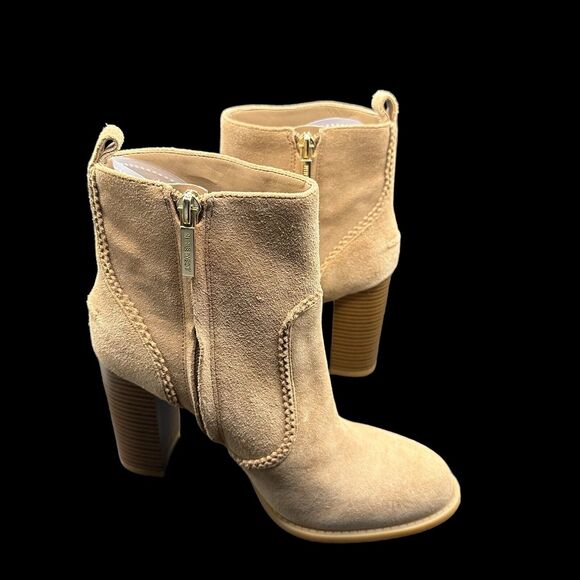 Nine West Women’s Leather Quicksand Ankle Boots Tan Size 5.5 - Picture 2 of 14